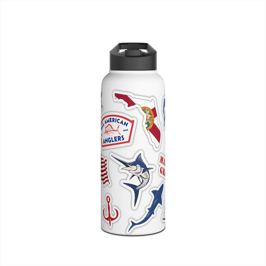 FL Sticker Decal White Steel Tumbler, 32oz